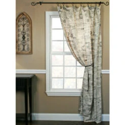 Buy 🌟 Vermont Country Store Classic Cursive Rod Pocket Curtain Panel Black ❤️