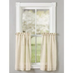 Best Sale 🔥 Vermont Country Store Sheer Linen Rod Pocket Tiers Natural 🎁