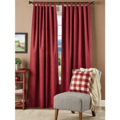 Cheap ๐งจ Vermont Country Store Solid Cotton Duck Insulated Tab Top Curtains Red โ