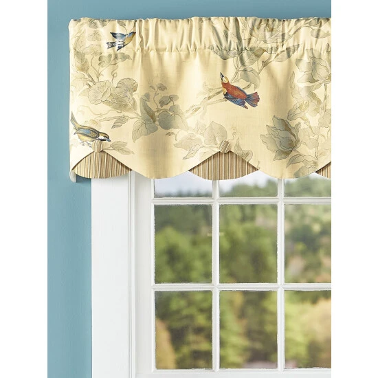 New ⌛ Vermont Country Store Aviary Rod Pocket Layered Scalloped Valance White 😉 - Image 2