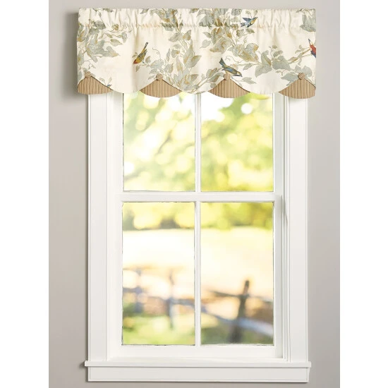 New ⌛ Vermont Country Store Aviary Rod Pocket Layered Scalloped Valance White 😉 - Image 4