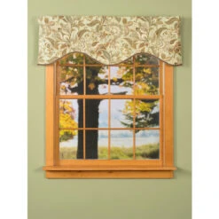 Wholesale ⌛ Vermont Country Store Jacobean Paisley Lined Rod Pocket Scalloped Valance Coral ✔️