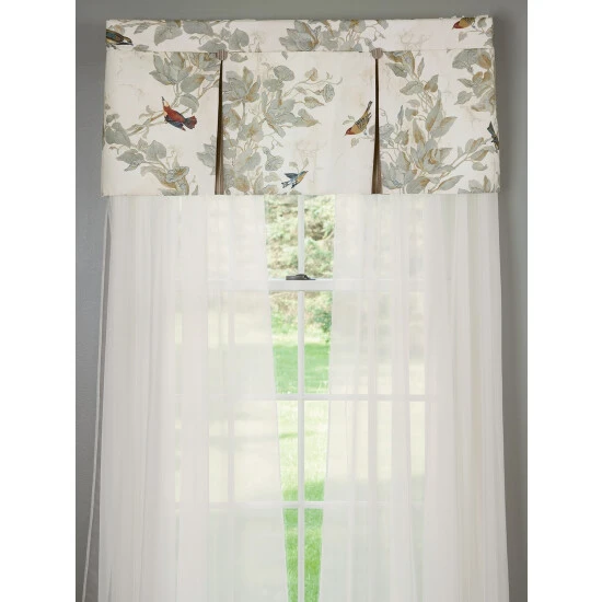 New ❤️ Vermont Country Store Aviary Lined Pleated Rod Pocket Valance White 👍 - Image 5