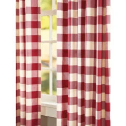 Budget 😀 Vermont Country Store Buffalo Check Tab Top Curtains Red ❤️