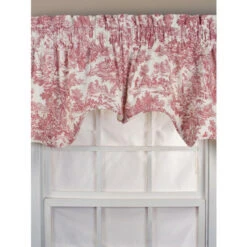 Best Pirce 🔥 Vermont Country Store Essex Toile Lined Rod Pocket Empress Swag Pair Blue 💯