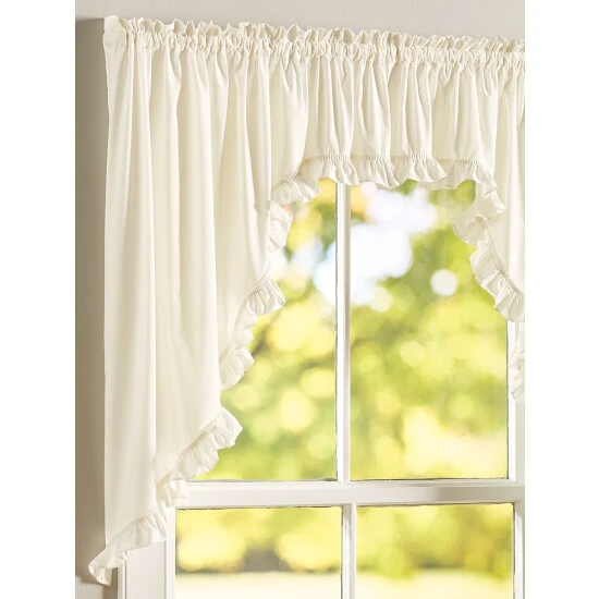 Outlet ⭐ Vermont Country Store Narrow Ruffles Rod Pocket Priscilla Swag Pair White 👏 - Image 3