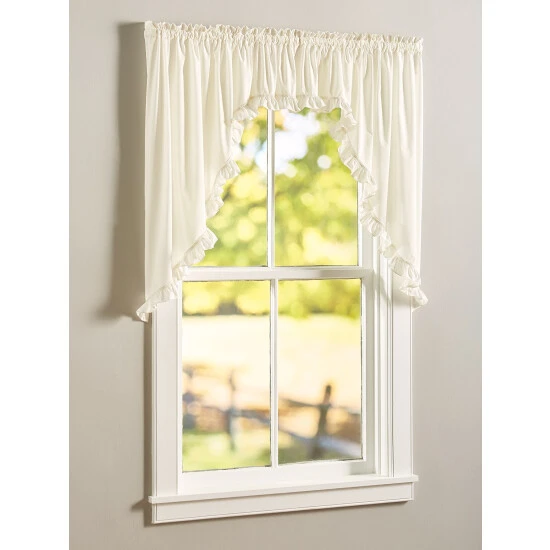 Outlet ⭐ Vermont Country Store Narrow Ruffles Rod Pocket Priscilla Swag Pair White 👏 - Image 4