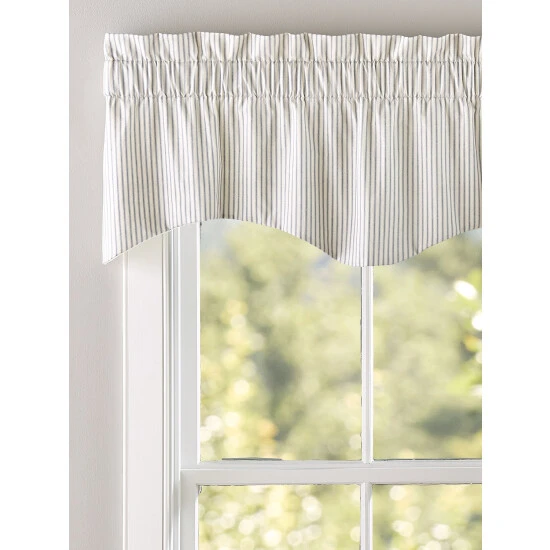 Best deal ๐ฅฐ Vermont Country Store Ticking Stripe Lined Rod Pocket M-Shaped Valance Black ๐คฉ - Image 2