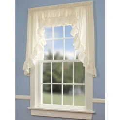 Buy ✨ Vermont Country Store Wide Ruffles Rod Pocket Swag Pair Natural 👏