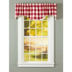 Promo 👏 Vermont Country Store Buffalo Check Lined Rod Pocket M-Shaped Valance Gray ✔️