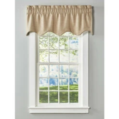 Coupon ⭐ Vermont Country Store Soft Tweed Lined Rod Pocket Scalloped Valance Natural ✔️