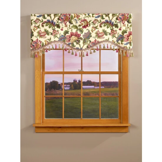 Discount 🔥 Vermont Country Store Hearthwood Floral Scalloped Valance With Tassel Trim Red Floral 🛒