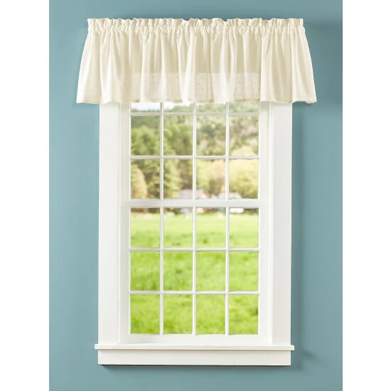 Buy π Vermont Country Store Swiss Dot Semi-Sheer Rod Pocket Tailored Valance Ivory π