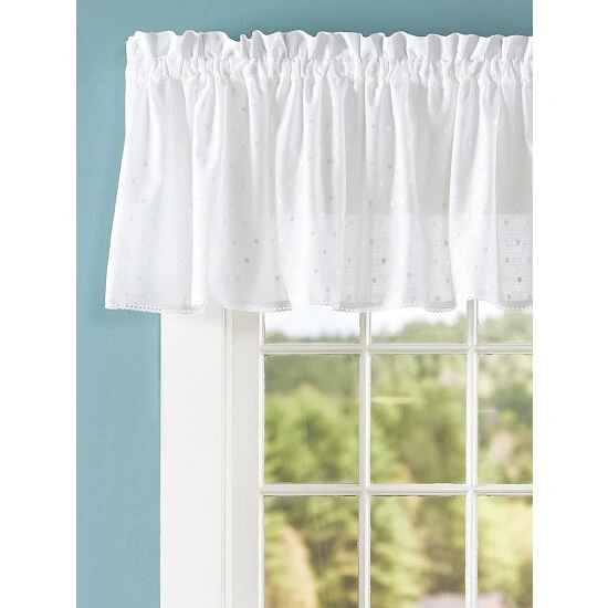 Buy π Vermont Country Store Swiss Dot Semi-Sheer Rod Pocket Tailored Valance Ivory π - Image 2