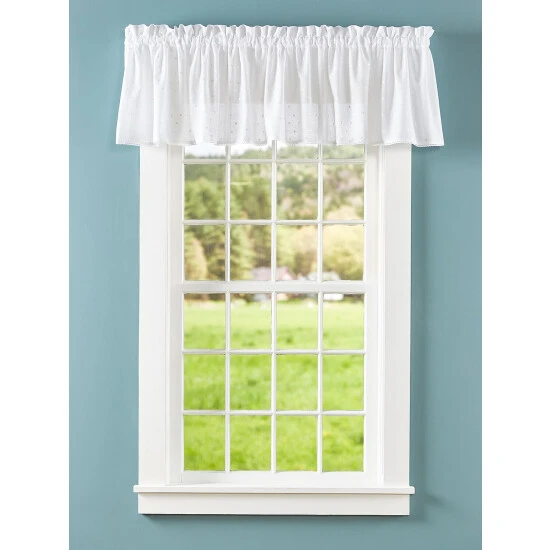 Buy π Vermont Country Store Swiss Dot Semi-Sheer Rod Pocket Tailored Valance Ivory π - Image 3