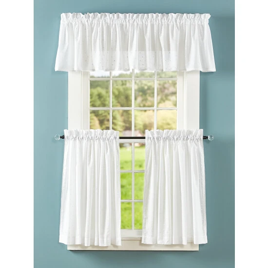 Buy π Vermont Country Store Swiss Dot Semi-Sheer Rod Pocket Tailored Valance Ivory π - Image 4