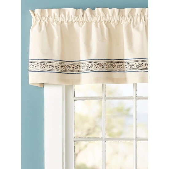 Brand new ⭐ Vermont Country Store Stenciled Border Rod Pocket Muslin Tailored Valance 💯 - Image 3