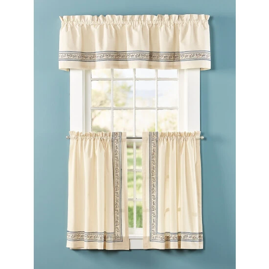 Brand new ⭐ Vermont Country Store Stenciled Border Rod Pocket Muslin Tailored Valance 💯 - Image 5
