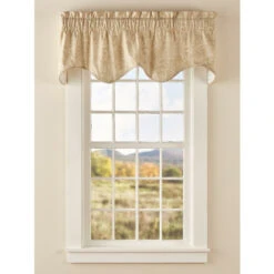Cheap ✨ Vermont Country Store Paisley Forest Lined Rod Pocket Scalloped Valance Tan 🥰