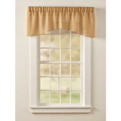 New ❤️ Vermont Country Store Sheer Linen Rod Pocket Crescent Valance Toffee ⭐