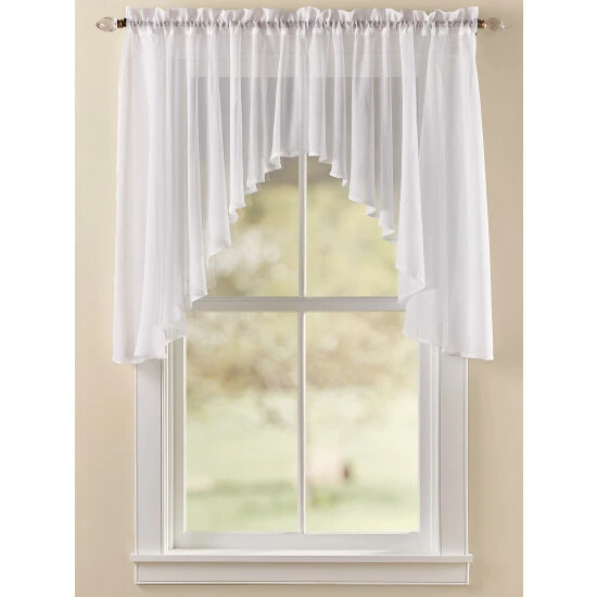 Promo ⭐ Vermont Country Store Sandy Semi-Sheer Rod Pocket Swag Pair, In 3 Sizes Natural ❤️ - Image 4