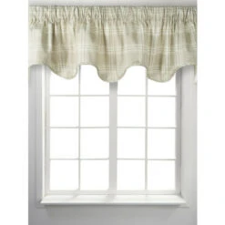 Budget 🛒 Vermont Country Store Bentley Plaid Lined Rod Pocket Scalloped Valance Blue 🔥