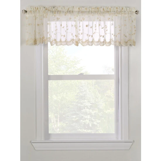 Promo π Vermont Country Store Embroidered Scalloped Rod Pocket Valance Cream β - Image 4