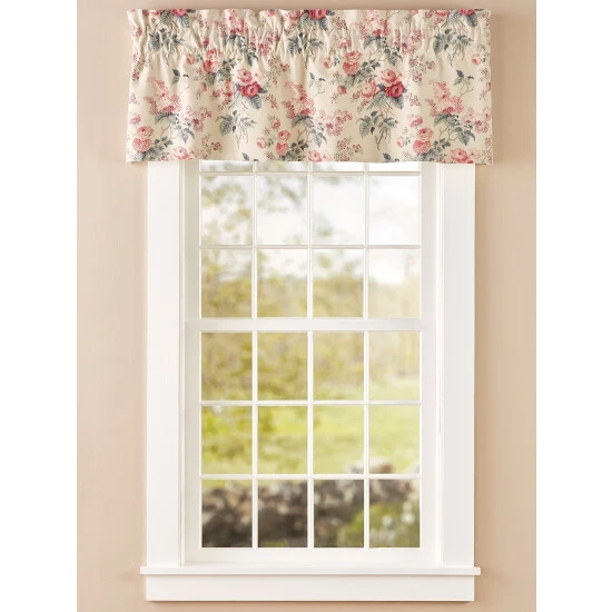 Best deal ๐ Vermont Country Store Abbey Rose Lined Rod Pocket Tailored Valance Rosewood ๐