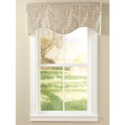 Cheap ⌛ Vermont Country Store Parisian Note Lined Rod Pocket Scalloped Valance Taupe 🛒