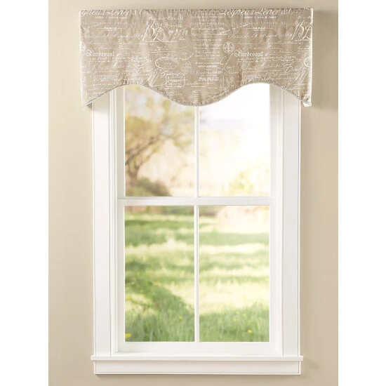 Cheap ⌛ Vermont Country Store Parisian Note Lined Rod Pocket Scalloped Valance Taupe 🛒