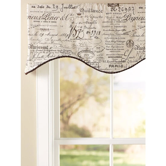 Cheap ⌛ Vermont Country Store Parisian Note Lined Rod Pocket Scalloped Valance Taupe 🛒 - Image 2