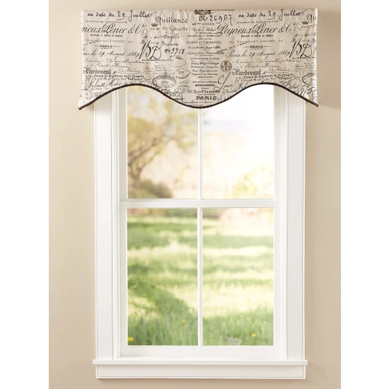 Cheap ⌛ Vermont Country Store Parisian Note Lined Rod Pocket Scalloped Valance Taupe 🛒 - Image 3