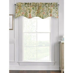 New π Vermont Country Store Cottage Garden Lined Rod Pocket Scalloped Valance Cream Multi π€©