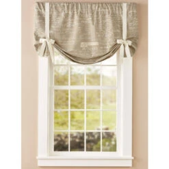 Brand new 🎉 Vermont Country Store Parisian Note Lined Rod Pocket Tie-Up Valance Linen 😍