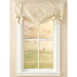 Outlet ⭐ Vermont Country Store Antiqued Watercolor Rod Pocket Tie-Up Valance Celadon ✨