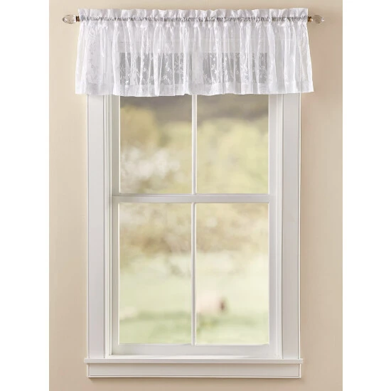 Best Sale 🎁 Vermont Country Store Butterfly Garden Lace Rod Pocket Ruffled Valance Ivory 👍 - Image 3