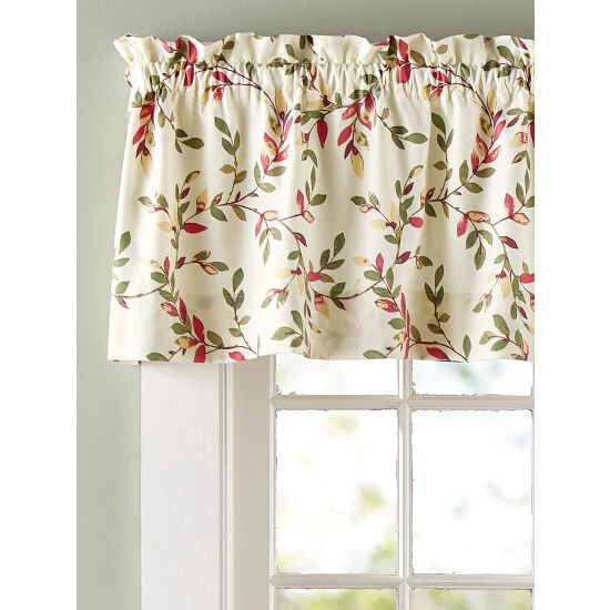 Best Sale π Vermont Country Store Arbor Lane Rod Pocket Tailored Valance Ivory And Red 𧨠- Image 2