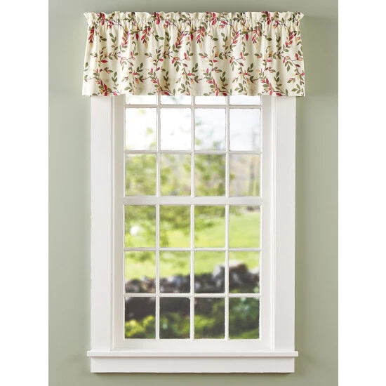 Best Sale π Vermont Country Store Arbor Lane Rod Pocket Tailored Valance Ivory And Red 𧨠- Image 4