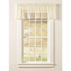 Best Sale ✔️ Vermont Country Store Honeybee Lace Rod Pocket Valance With Trim White 💯