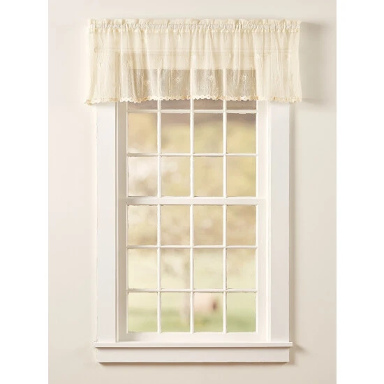 Best Sale โ๏ธ Vermont Country Store Honeybee Lace Rod Pocket Valance With Trim White ๐ฏ