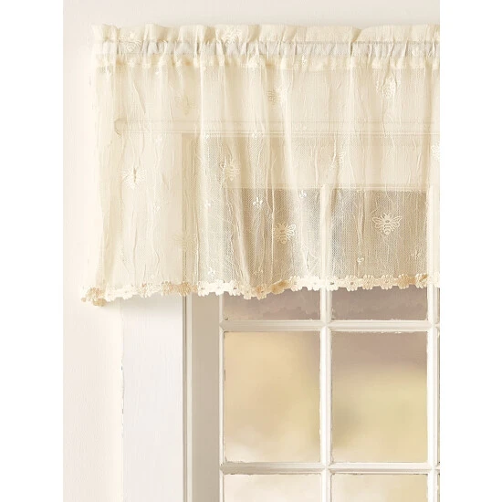 Best Sale โ๏ธ Vermont Country Store Honeybee Lace Rod Pocket Valance With Trim White ๐ฏ - Image 2