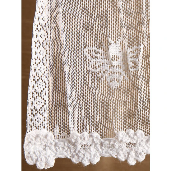 Best Sale โ๏ธ Vermont Country Store Honeybee Lace Rod Pocket Valance With Trim White ๐ฏ - Image 5