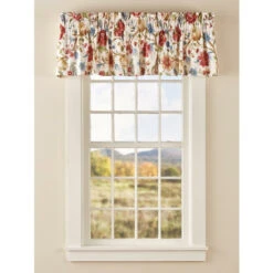 Best Sale 😀 Vermont Country Store New England Garden Lined Rod Pocket Valance Red Floral ⭐