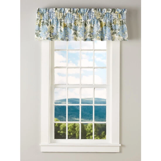 Budget βοΈ Vermont Country Store Blooming Hydrangea Rod Pocket Insert Valance Blue π
