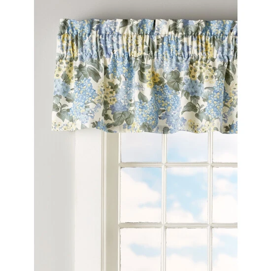 Budget βοΈ Vermont Country Store Blooming Hydrangea Rod Pocket Insert Valance Blue π - Image 2