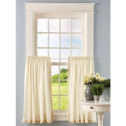 Wholesale ✔️ Vermont Country Store Classic Ball Fringe Rod Pocket Tiers White 🔥