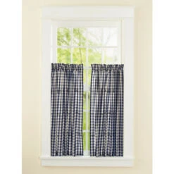 Wholesale 🎁 Vermont Country Store Cabin Check Rod Pocket Tiers Black 🎉