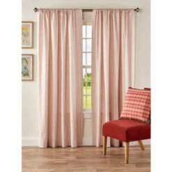 New ❤️ Vermont Country Store Ticking Stripe Rod Pocket Curtains Red 🥰