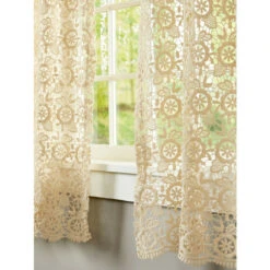 Buy 😀 Vermont Country Store Floral Medallions Macrame Curtain Panel Ecru ❤️