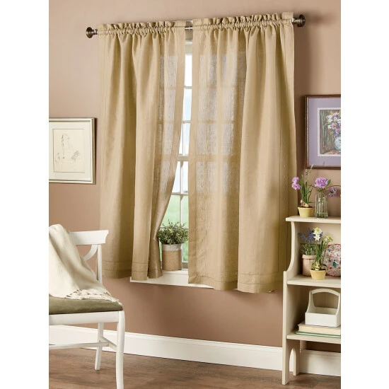 Hot Sale ๐ฏ Vermont Country Store Soft Tweed Lined Rod Pocket Tailored Valance Natural โค๏ธ